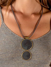 Sumba Double Medallion Necklace - Black